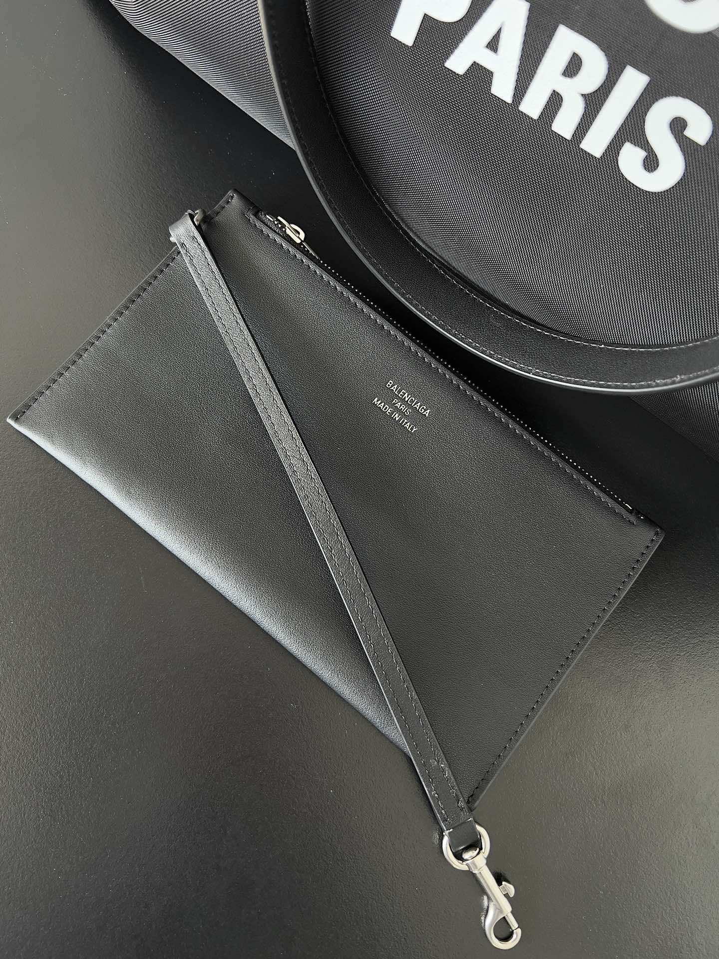 Black Mesh Tote Bag with Chain Handles & Pouch