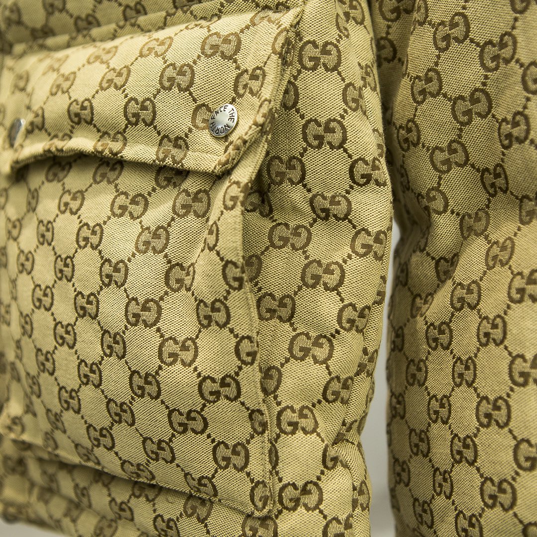 Monogram Print Puffer Jacket with Hood