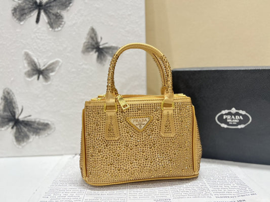 Luxury Crystal-Studded Handbag with Structured Design