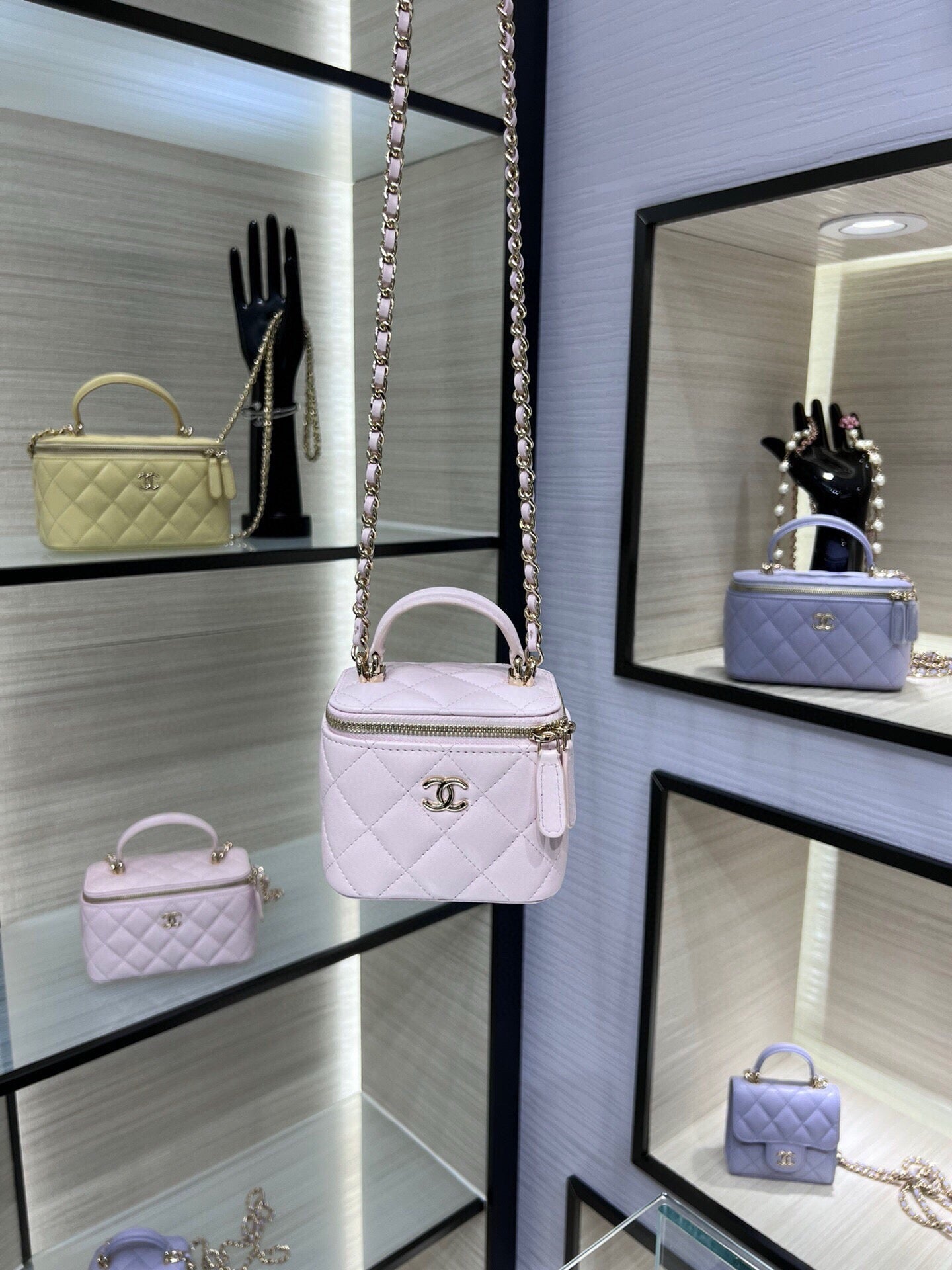 Mini Quilted Box Crossbody Bag with Chain Strap