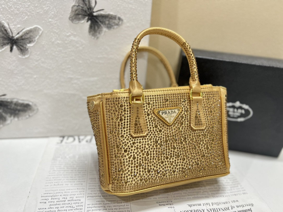 Luxury Crystal-Studded Handbag with Structured Design