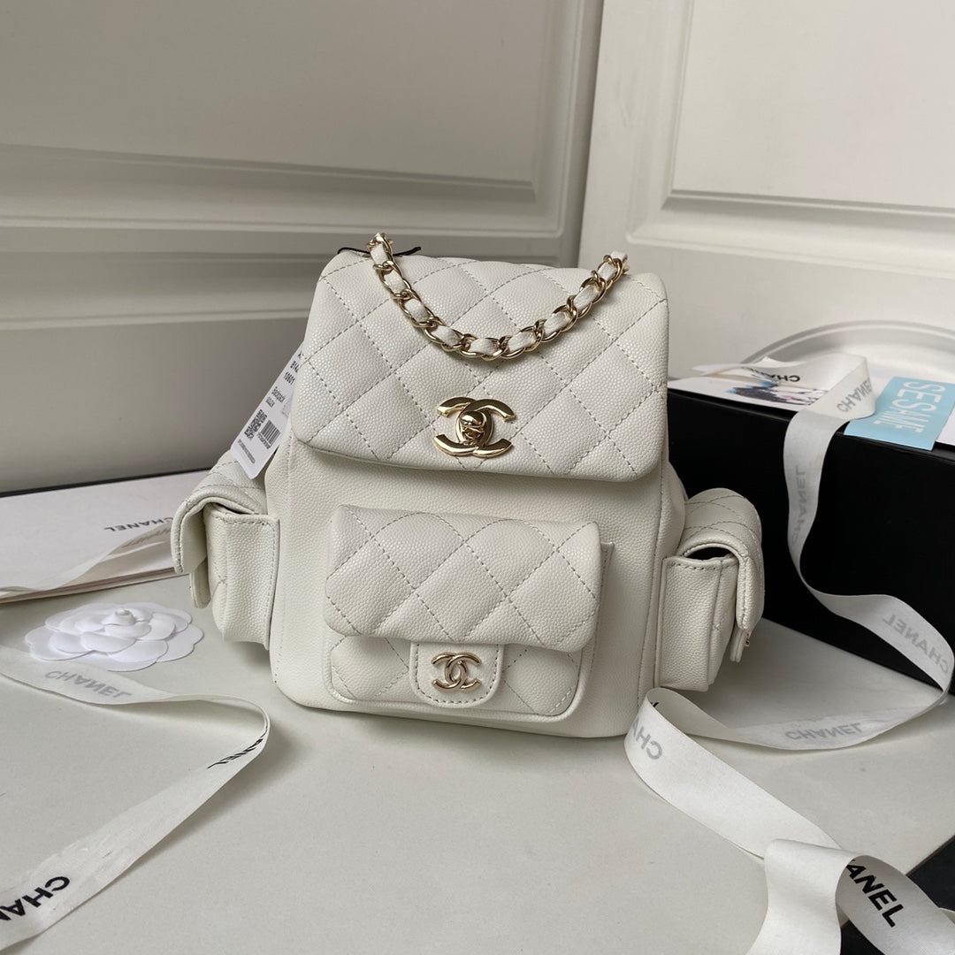 Luxury Quilted Backpack with Chain Detail