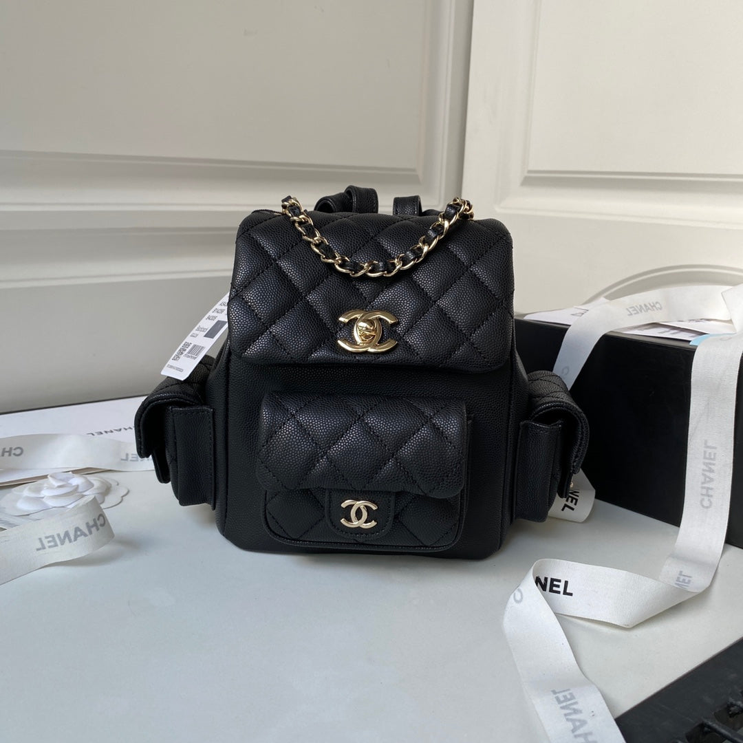 Luxury Quilted Backpack with Chain Detail