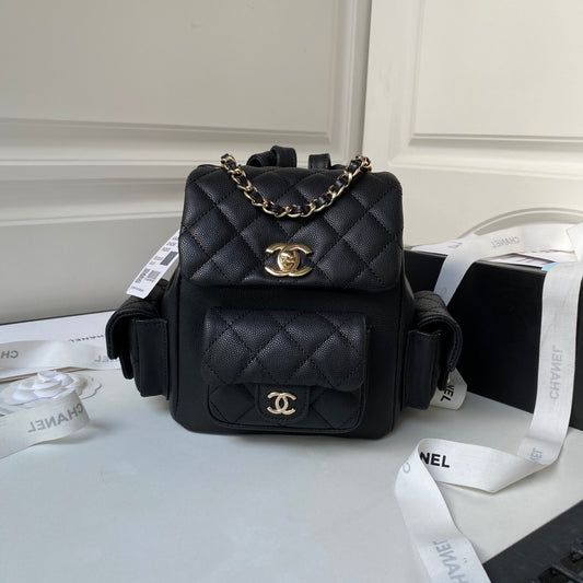 Luxury Quilted Backpack with Chain Detail