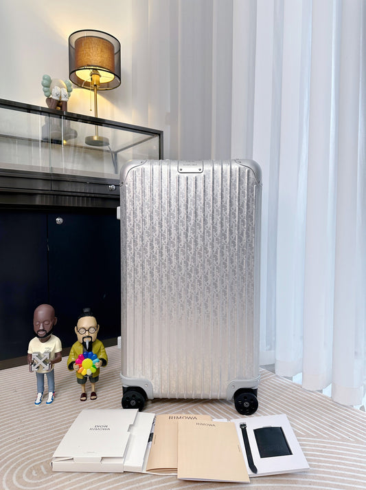 Luxury Monogram Silver Hard-Shell Suitcase